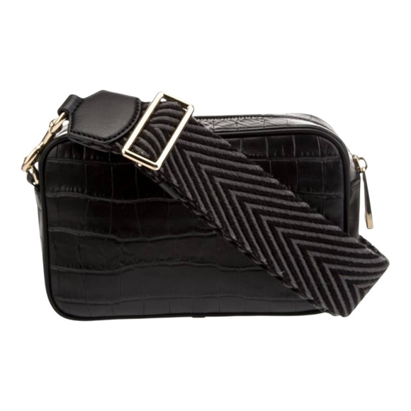 Marc Jacobs Flash Croc-Embossed Crossbody Bag Black Leather Gold Hardware - Picture 2 of 13